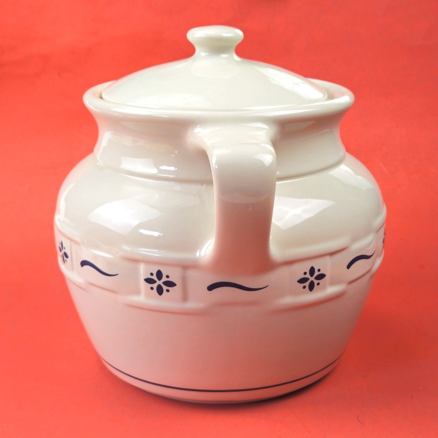 RETIRED LONGABERGER POTTERY:  WOVEN TRADITIONS COOKIE JAR BLUE    JG1