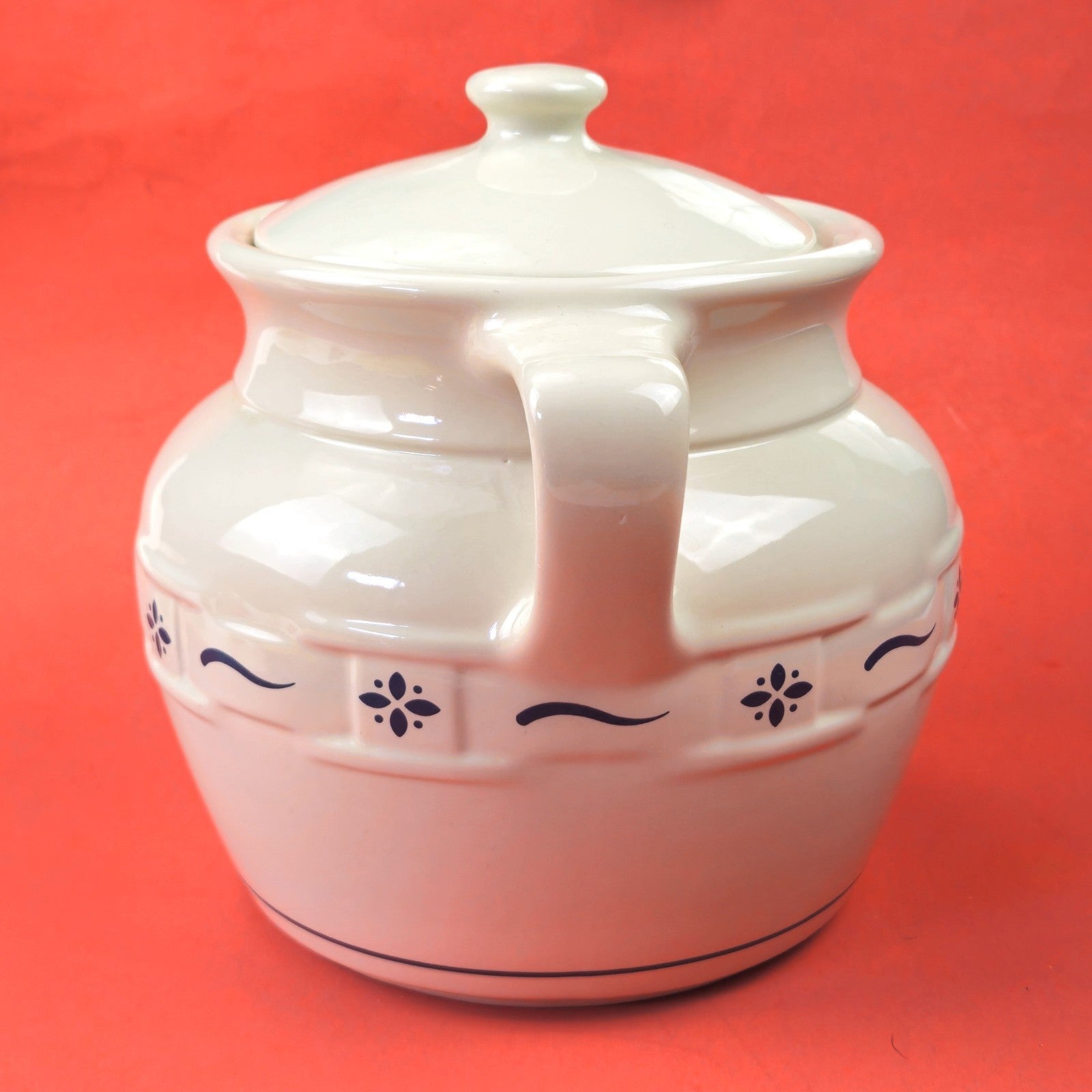 RETIRED LONGABERGER POTTERY:  WOVEN TRADITIONS COOKIE JAR BLUE    JG1