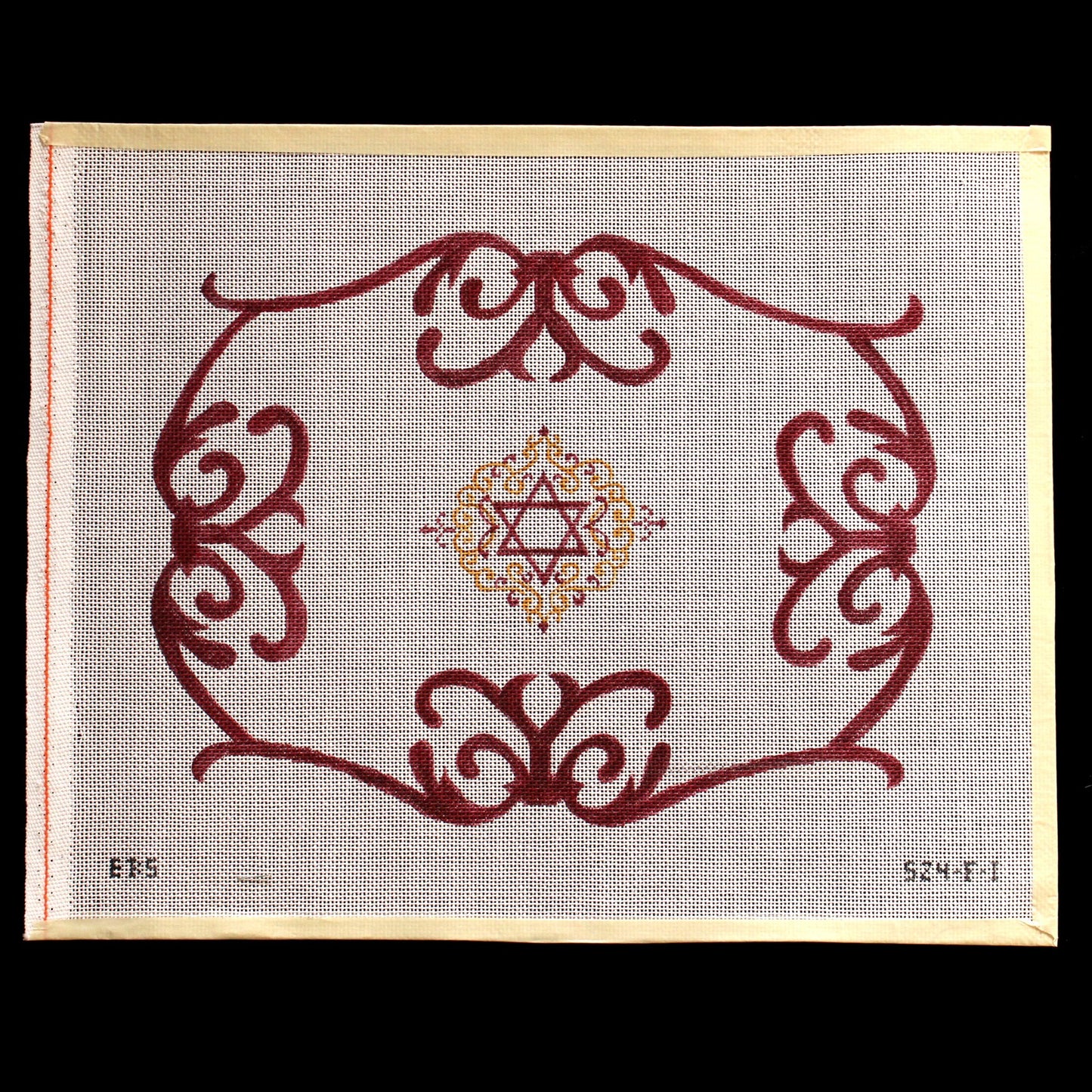 ELIZABETH BERNSTEIN HAND PAINTED NEEDLEPOINT CANVAS:  STAR OF DAVID    BM1