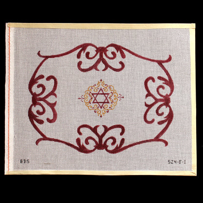 ELIZABETH BERNSTEIN HAND PAINTED NEEDLEPOINT CANVAS:  STAR OF DAVID    BM1