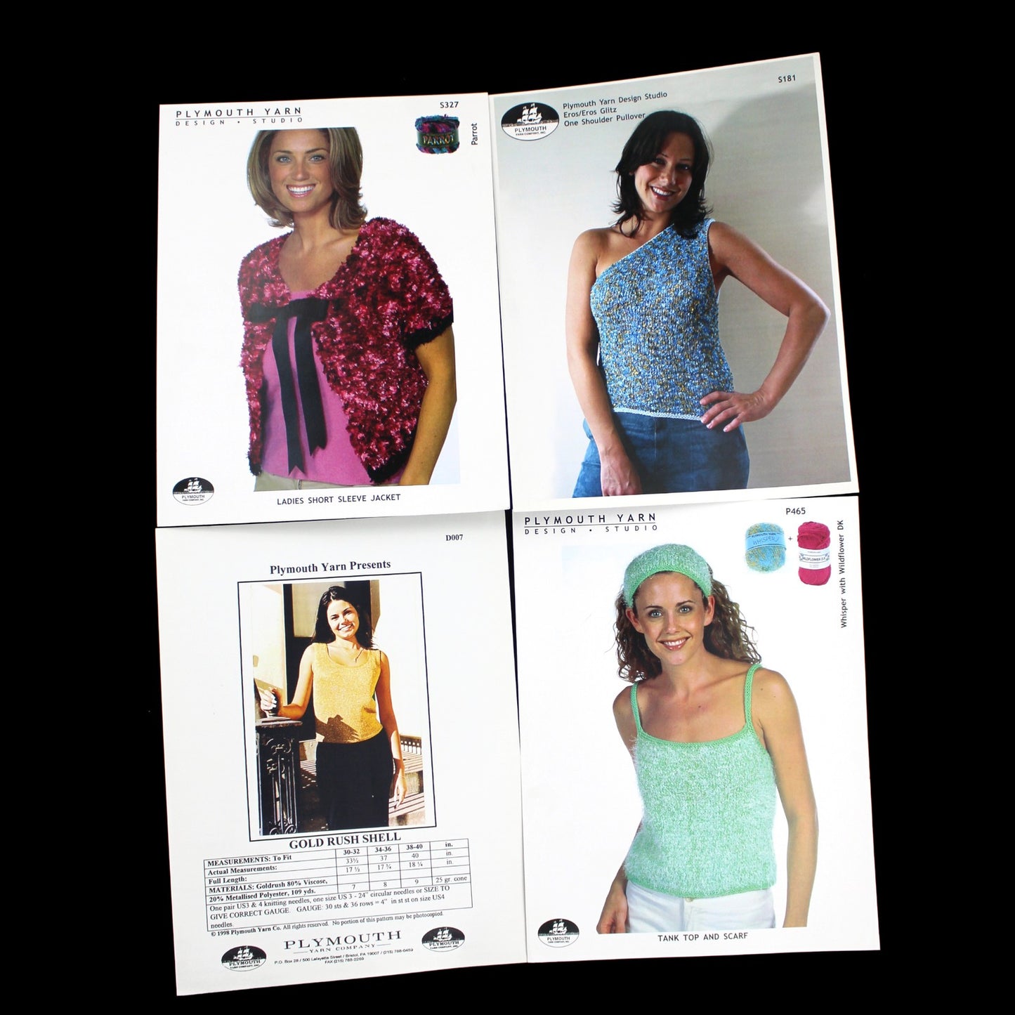 13 PLYMOUTH YARN KNITTING PATTERN LOT:  CAMISOLE, VEST, TANK TOP, CARDIGAN +  LF3