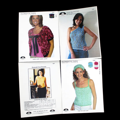 13 PLYMOUTH YARN KNITTING PATTERN LOT:  CAMISOLE, VEST, TANK TOP, CARDIGAN +  LF3