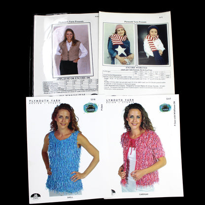 13 PLYMOUTH YARN KNITTING PATTERN LOT:  CAMISOLE, VEST, TANK TOP, CARDIGAN +  LF1