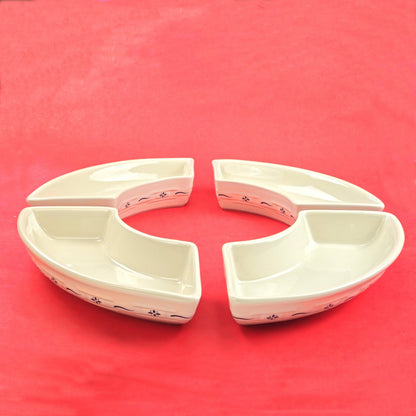 RETIRED LONGABERGER POTTERY:  WOVEN TRADITIONS CRESCENT SERVING DISHES  NIB1