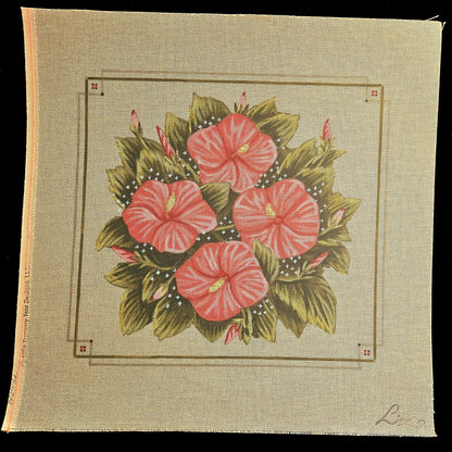 LIZ GOODRICK DILLON HP NEEDLEPOINT CANVAS OOAK: HIBISCUS PILLOW   GG1