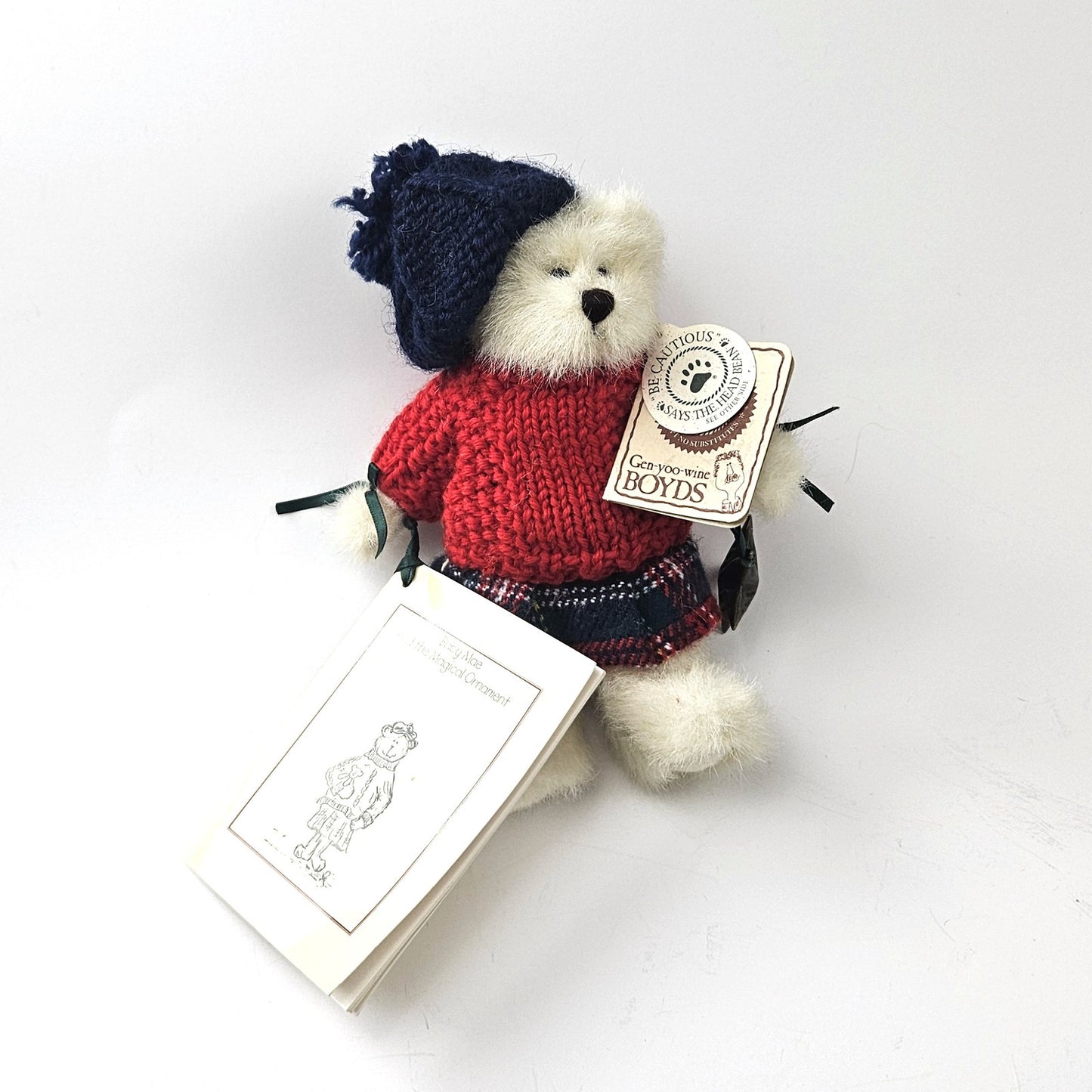 2001 PLUSH WISHKABIBBLE BOYDS RETIRED BEAR:  BABY MAE & ORNAMENT  LF0