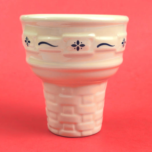 RETIRED LONGABERGER POTTERY: WOVEN TRADITIONS BLUE ICE CREAM CONE PRE-OWNED0