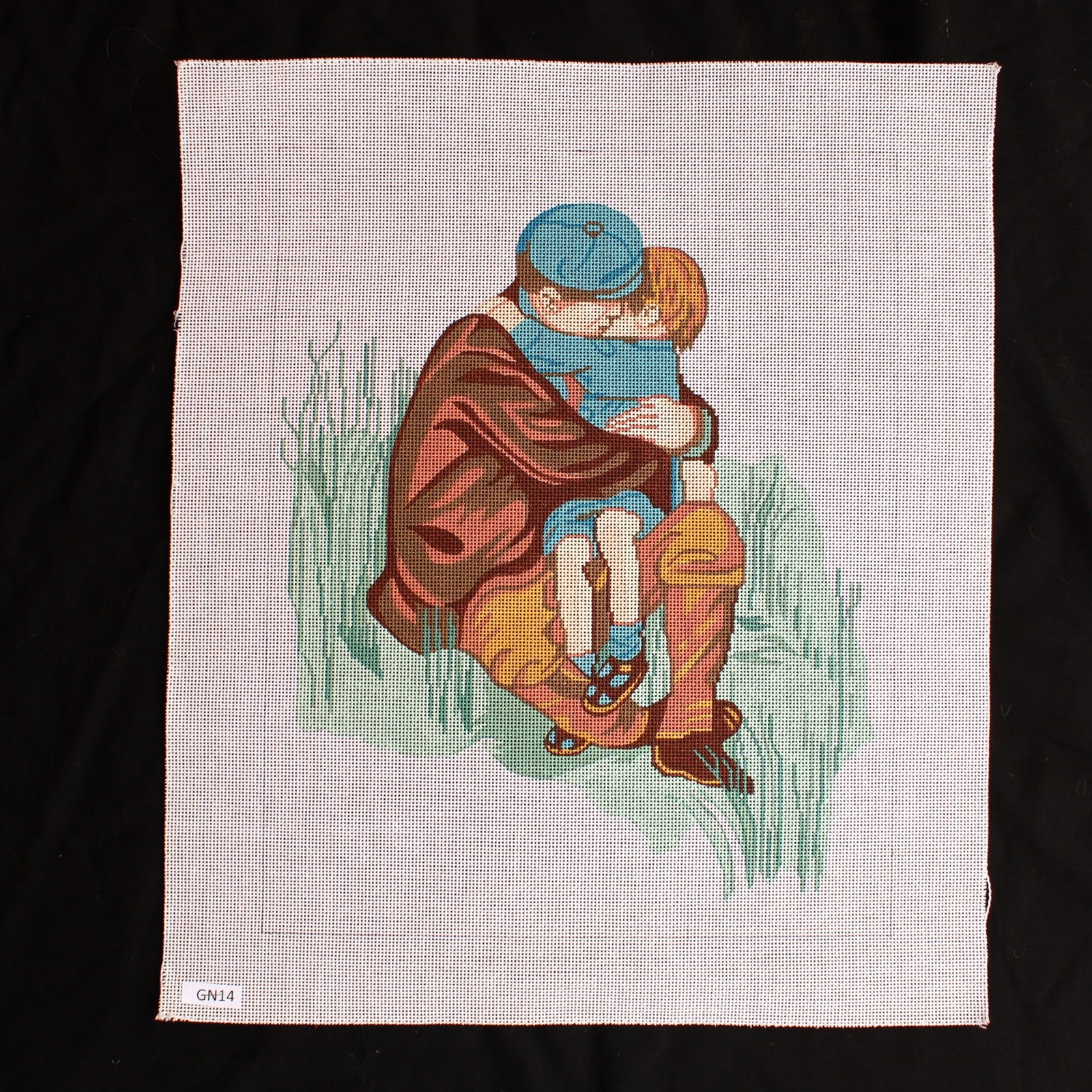 HEARTWARMING 13 CT NEEDLEPOINT CANVAS:  FATHER SON EMBRACE     BM1