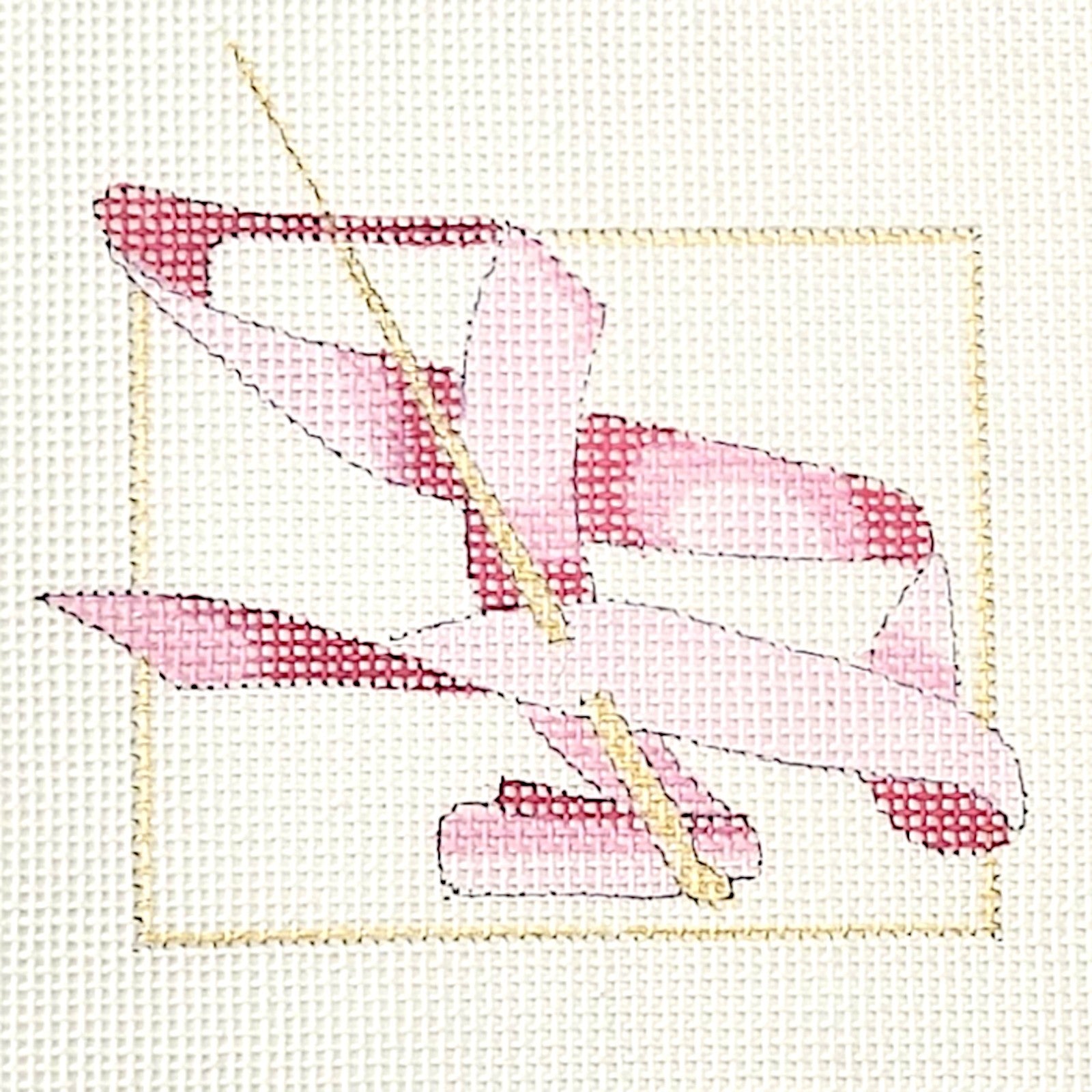 JULIE HP NEEDLEPOINT CANVAS:  PINK RIBBON MAKE COASTER, PILLOW INSERT     BM0
