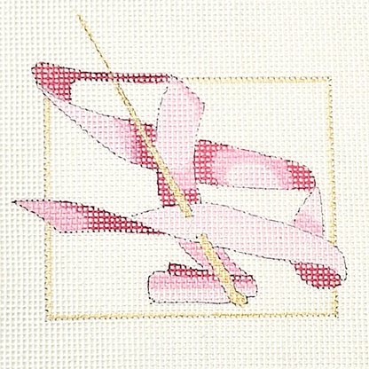 JULIE HP NEEDLEPOINT CANVAS:  PINK RIBBON MAKE COASTER, PILLOW INSERT     BM0