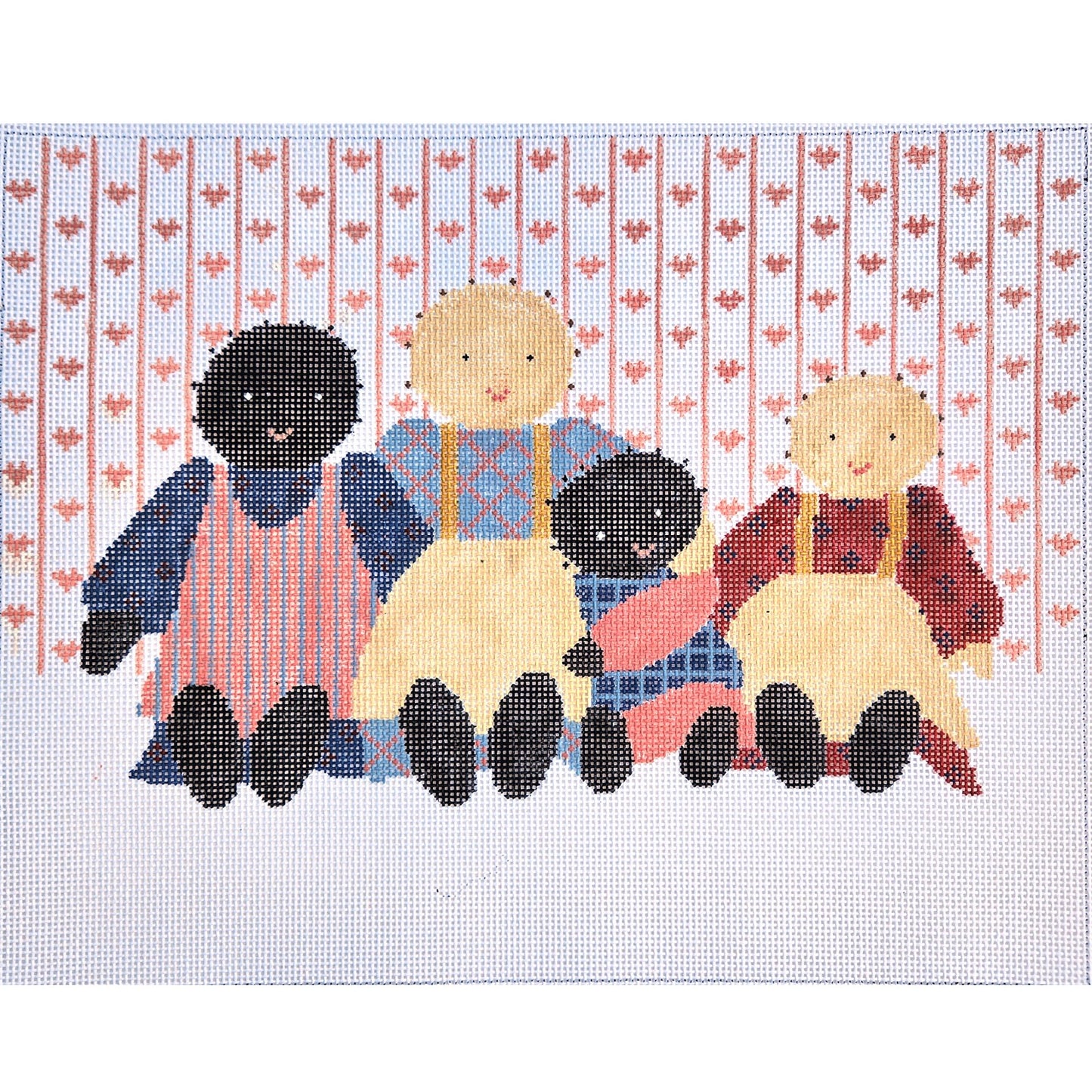 HAND PAINTED NEEDLEPOINT CANVAS:  FOLK ART DOLLS     BM0