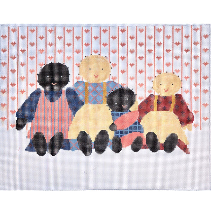 HAND PAINTED NEEDLEPOINT CANVAS:  FOLK ART DOLLS     BM0