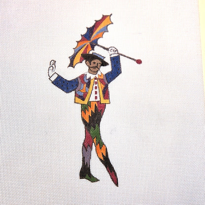BOOTS BAILEY NEEDLEPOINT CANVAS:  COLORFUL CIRCUS TIGHTROPE WALKER      BM0