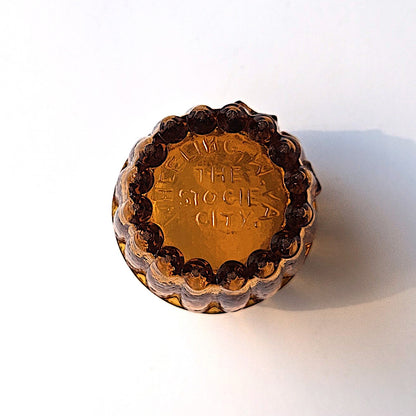 2 VINTAGE AMBER TOOTHPICK MATCH HOLDERS:  DEGENHART AND WHEELING WV      DJ5