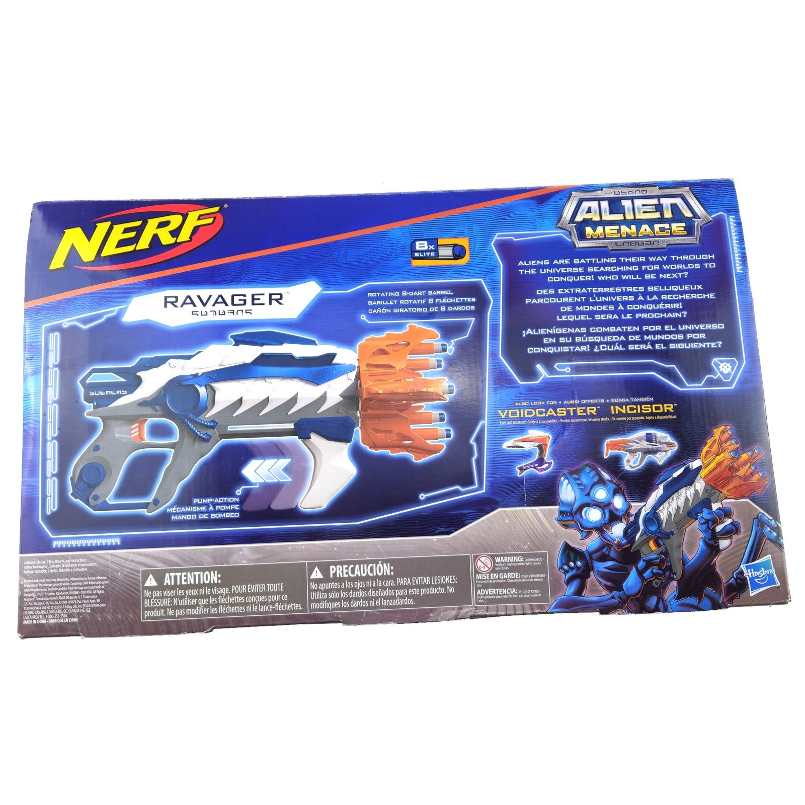 NERF ALIEN MENACE RAVAGER BLASTER HAS ROTATING BARREL BLUE VARIANT    NIB KMO1