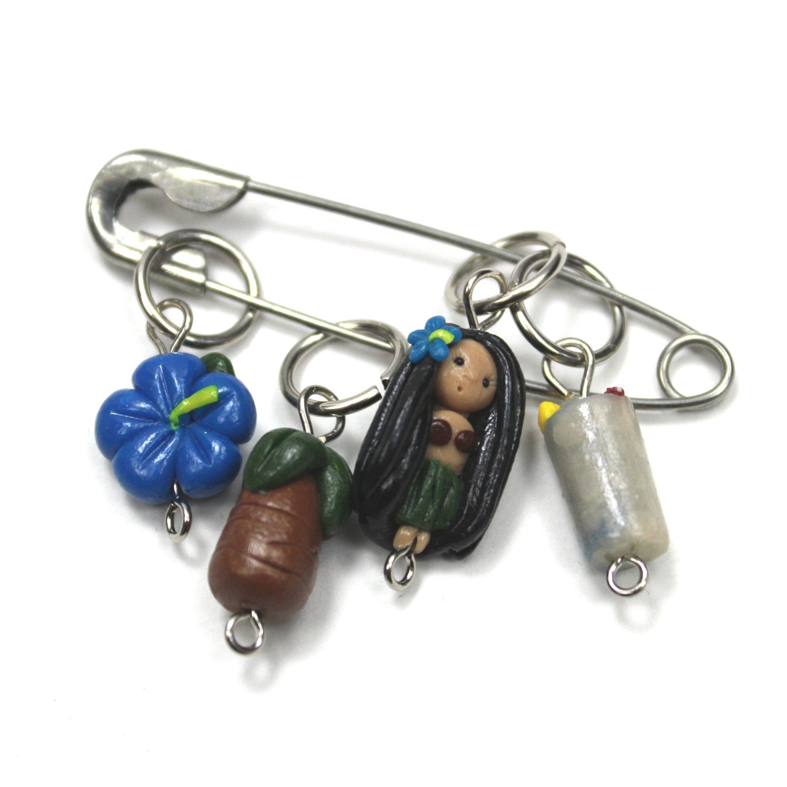 11 UNIQUE KNITTING / CROCHET STITCH MARKERS LOT: HAWAIIAN THEME    KT2