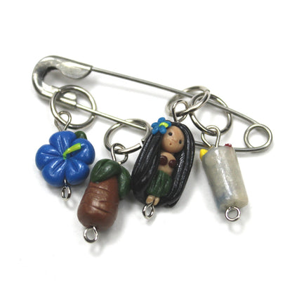 11 UNIQUE KNITTING / CROCHET STITCH MARKERS LOT: HAWAIIAN THEME    KT2
