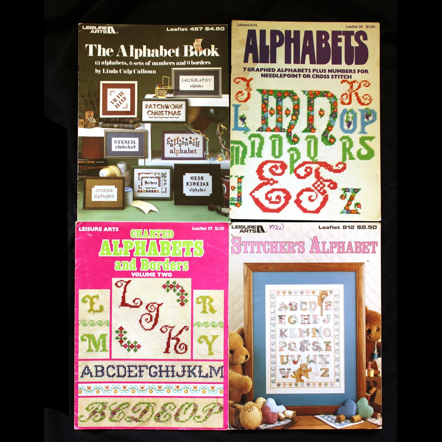 NEEDLEPOINT CROSS STITCH ALPHABET CHART LOT:  32 DIFFERENT TYPES   BM1
