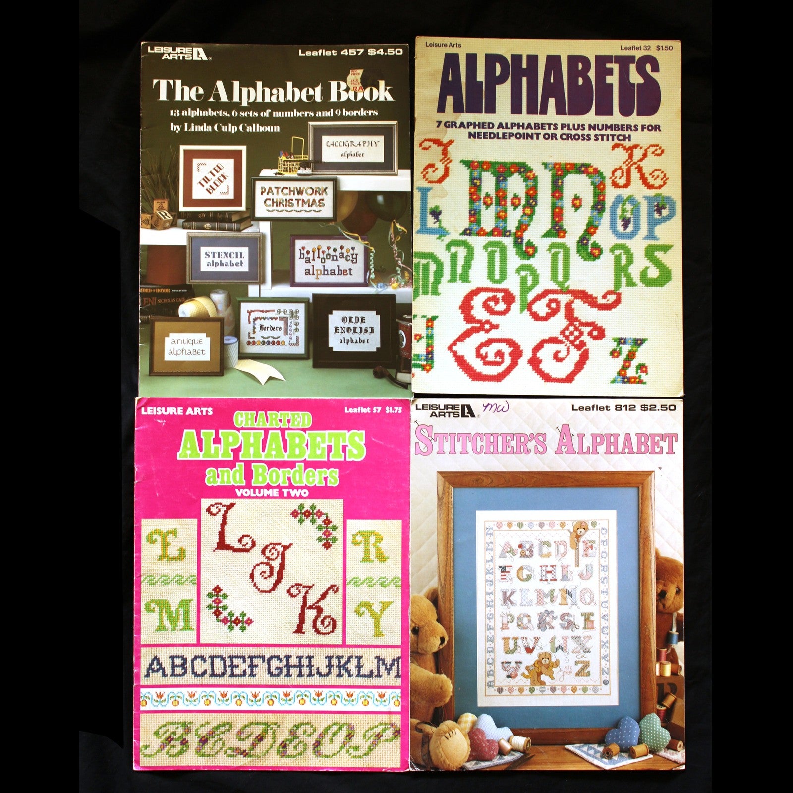 NEEDLEPOINT CROSS STITCH ALPHABET CHART LOT:  32 DIFFERENT TYPES   BM1