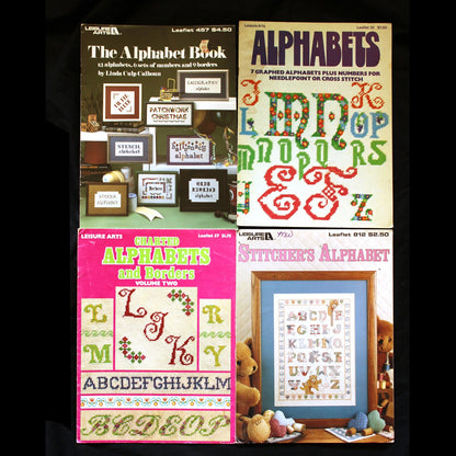 NEEDLEPOINT CROSS STITCH ALPHABET CHART LOT:  32 DIFFERENT TYPES   BM1