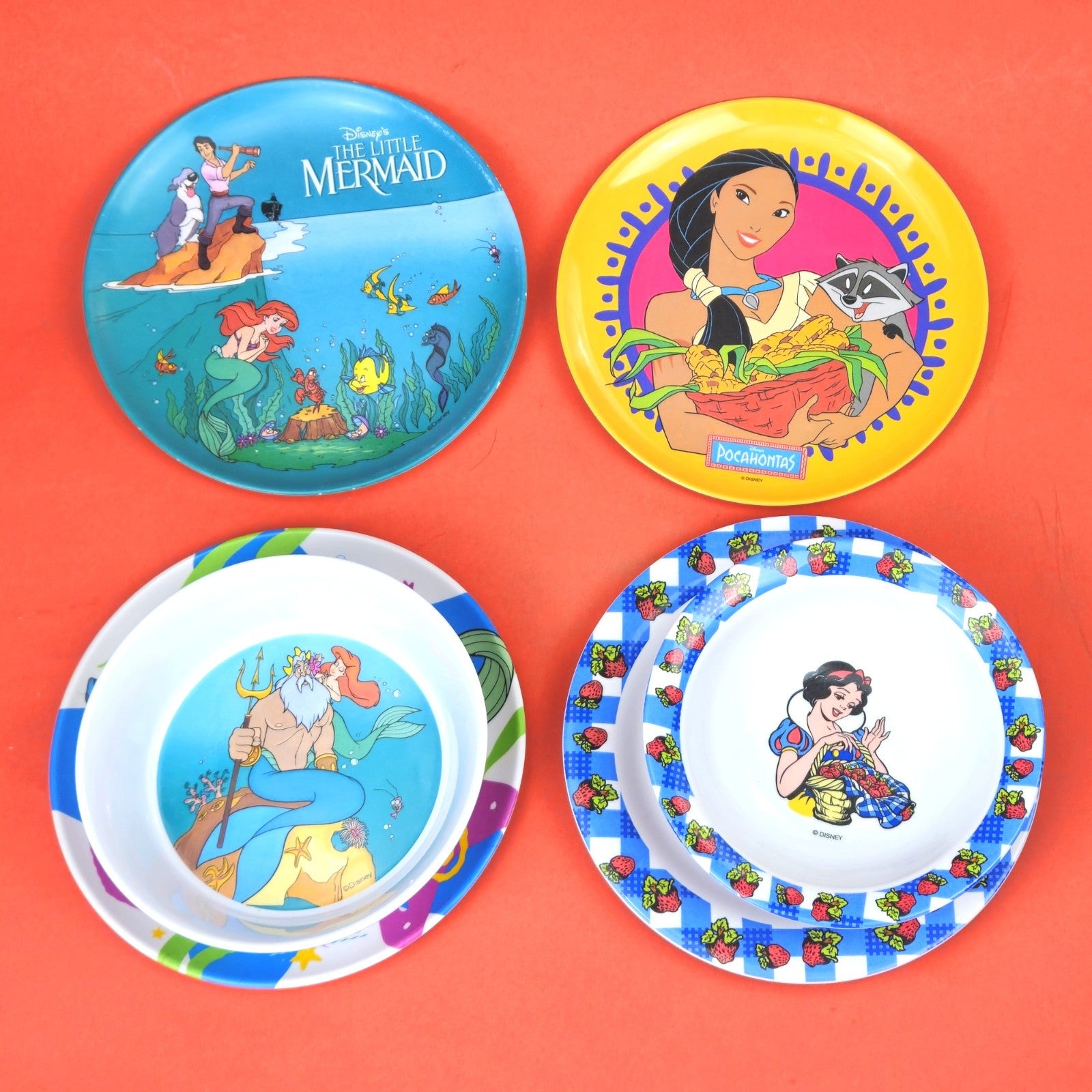 6 PC VINTAGE DISNEY PRINCESS DINNERWARE SET:  PLATE, BOWL, CUP0