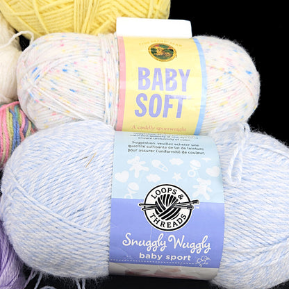 LARGE 2 LB 5 OZ BABY YARN LOT:    LION BRAND, BERNAT, CARON3