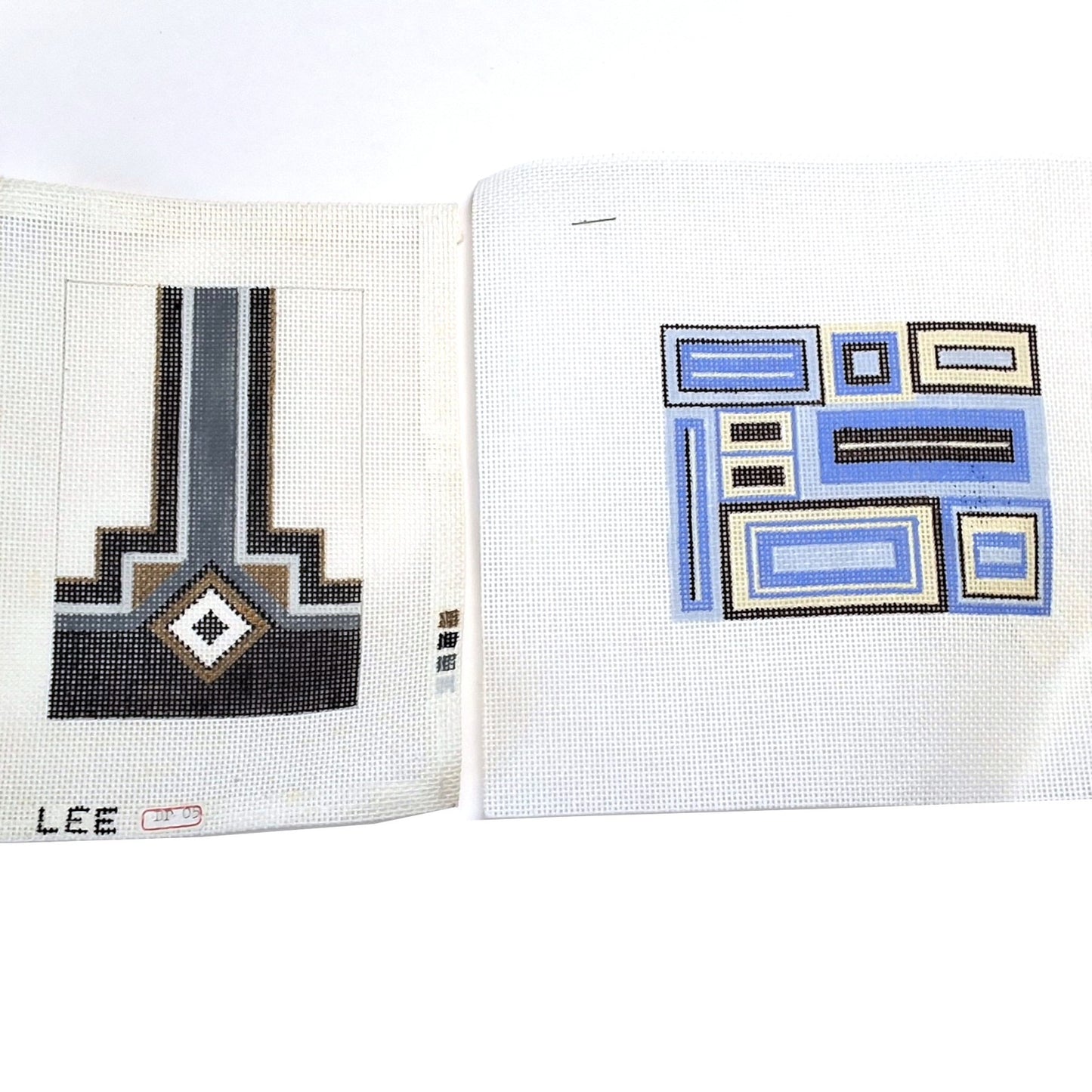 2 NEEDLEPOINT CANVAS W/ THREADS LOT:  ABSTRACT - 1 LEE DESIGNS     BM1