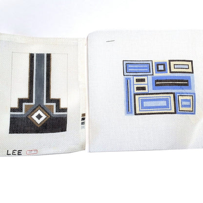 2 NEEDLEPOINT CANVAS W/ THREADS LOT:  ABSTRACT - 1 LEE DESIGNS     BM1
