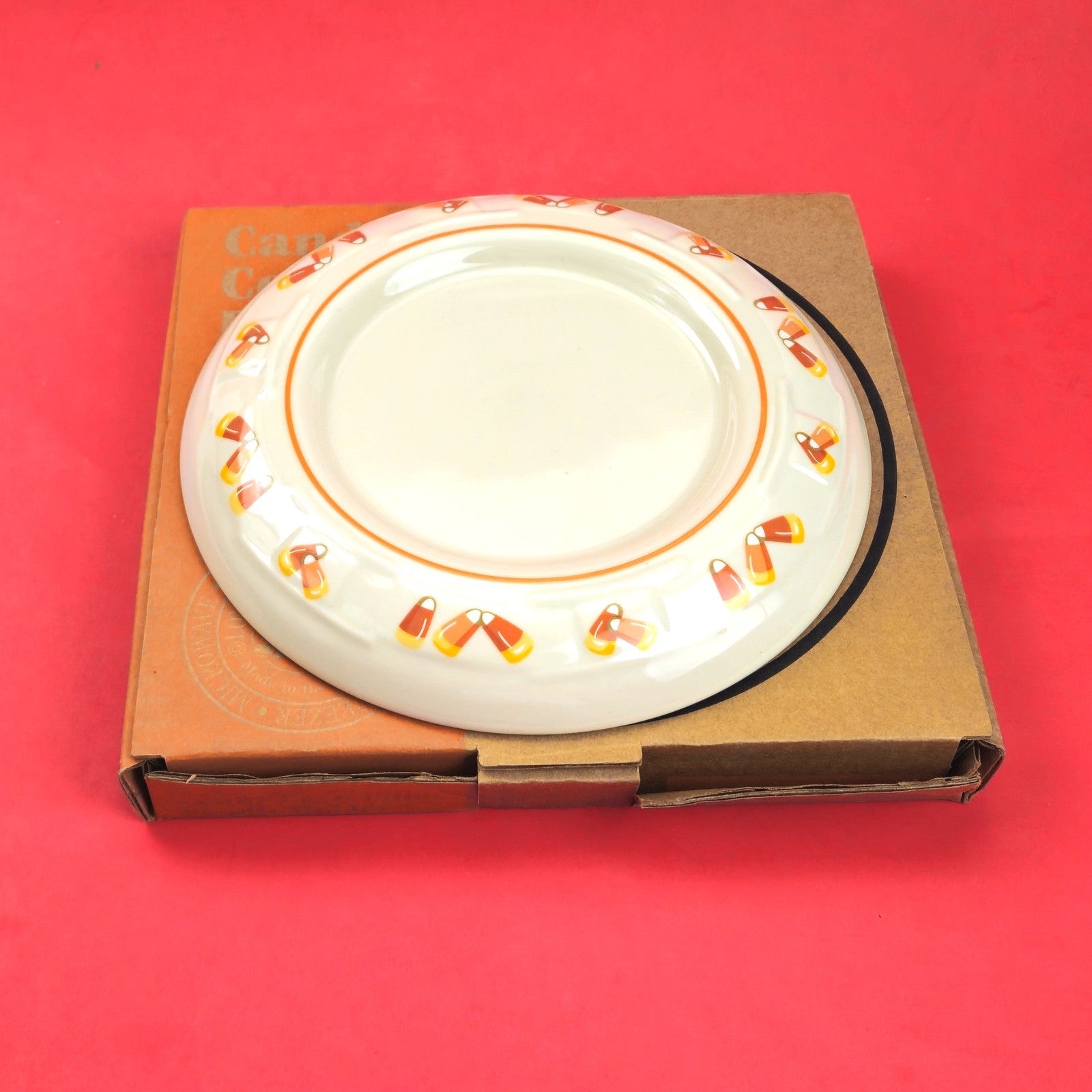 RETIRED LONGABERGER POTTERY:  HALLOWEEN CANDY CORN PILLAR JAR CANDLE HOLDER0