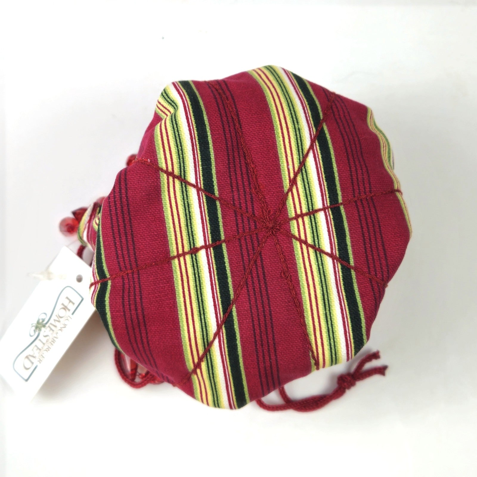 LONGABERGER HOMESTEAD BEADED JEWELRY POUCH:  HOLIDAY STRIPE   NEW1