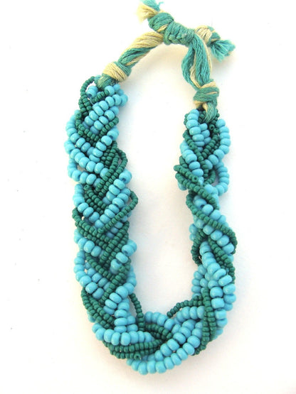 HAND CRAFTED LIGHT BLUE/GREEN BEADED BRACELET    HH1