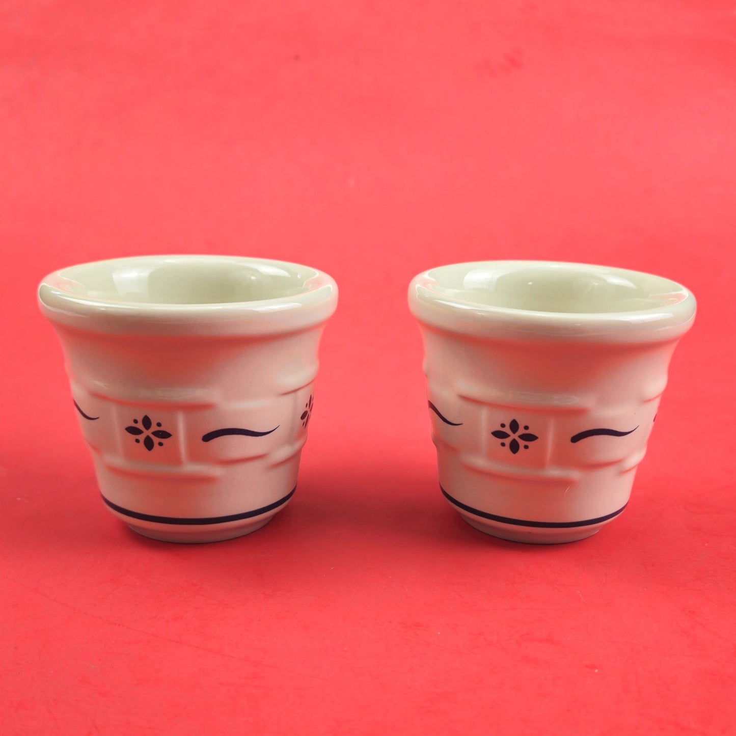 LONGABERGER POTTERY:  WOVEN TRADITIONS 2 PK VOTIVE CANDLE HOLDERS BLUE1