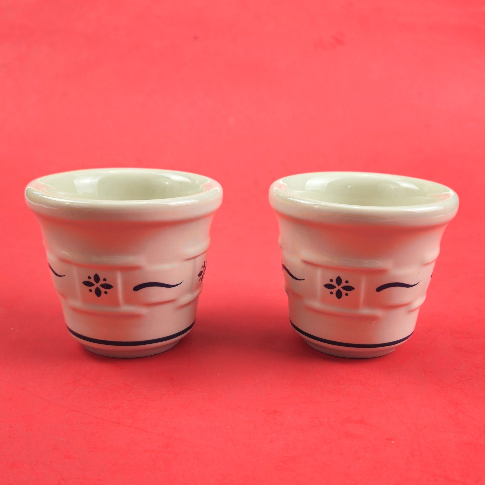 LONGABERGER POTTERY:  WOVEN TRADITIONS 2 PK VOTIVE CANDLE HOLDERS BLUE1