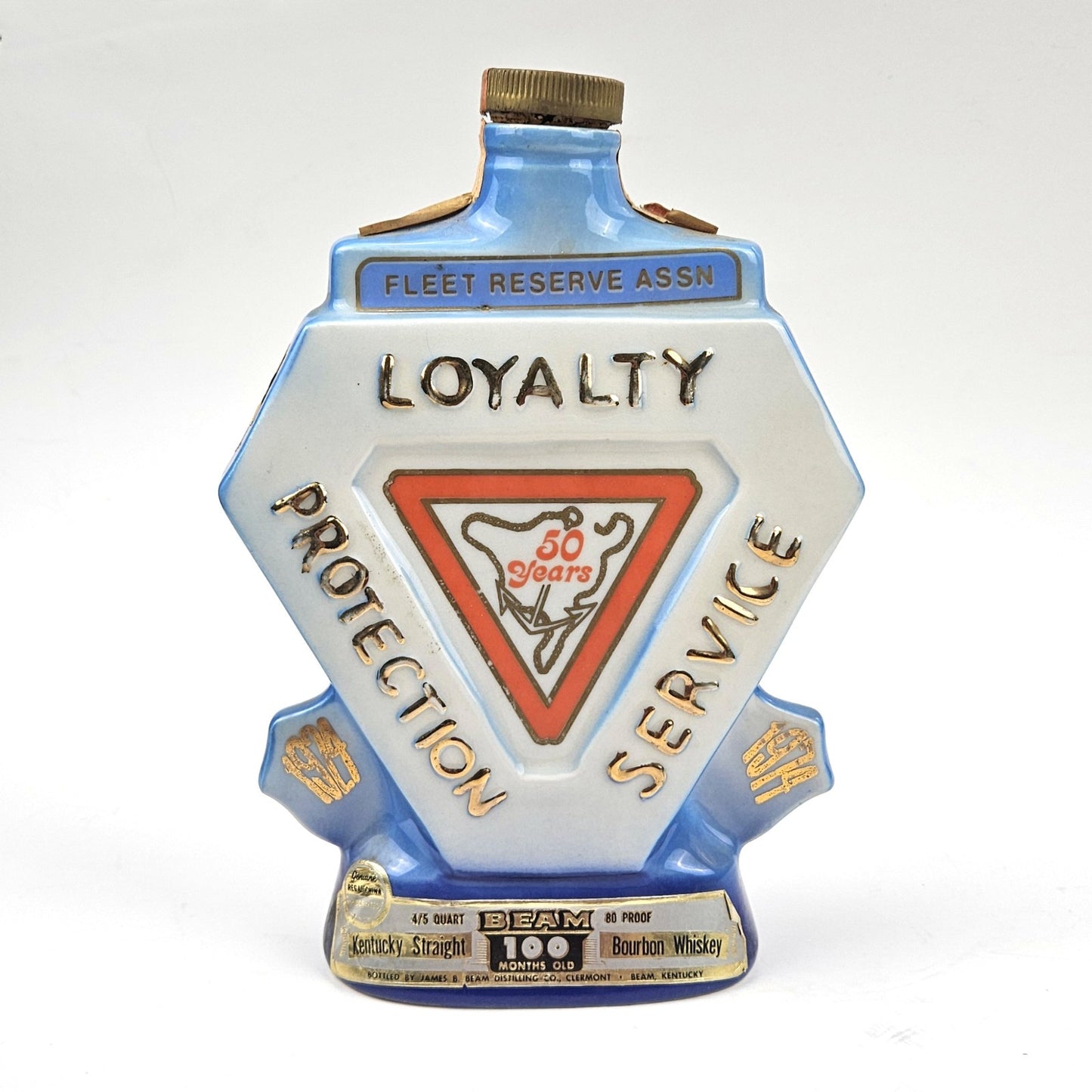 VINTAGE 1974 JIM BEAM WHISKEY DECANTER:  FRA FLEET RESERVE ASSOC 50 YRS EMPTY0