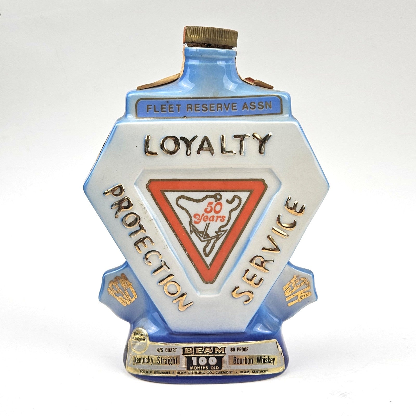 VINTAGE 1974 JIM BEAM WHISKEY DECANTER:  FRA FLEET RESERVE ASSOC 50 YRS EMPTY0