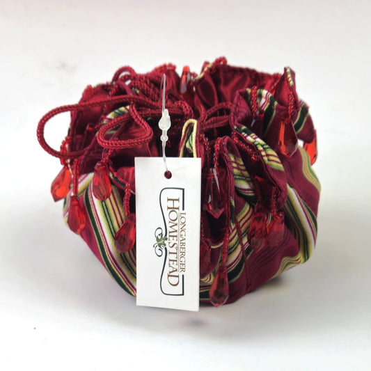 LONGABERGER HOMESTEAD BEADED JEWELRY POUCH:  HOLIDAY STRIPE   NEW0