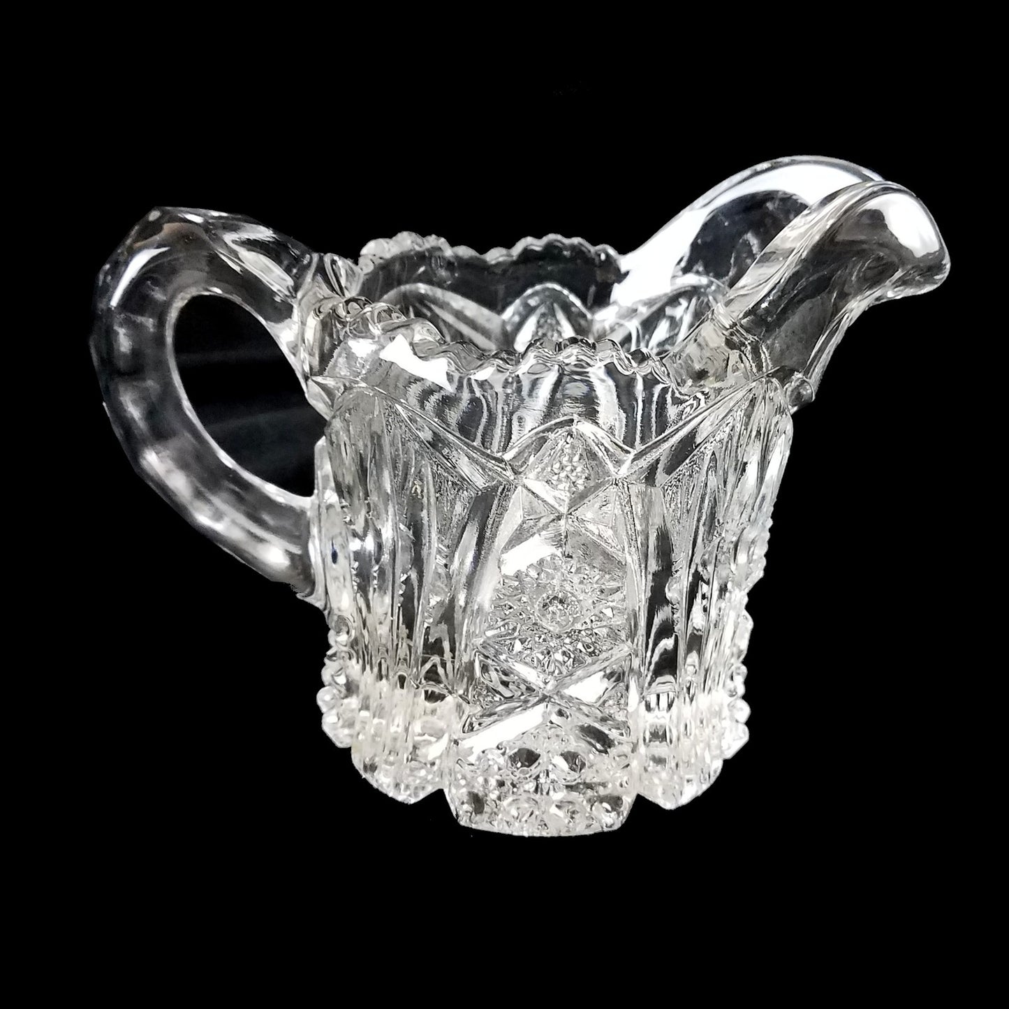 MCKEE QUINTEC CLEAR PRESSED DEPRESSION GLASS CREAMER    FM0