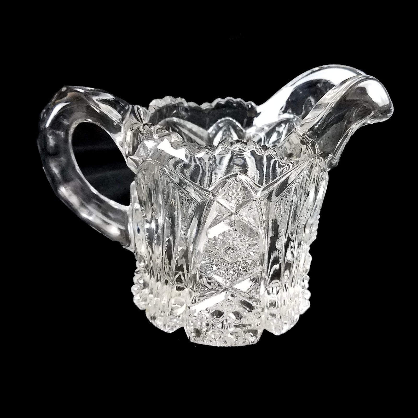 MCKEE QUINTEC CLEAR PRESSED DEPRESSION GLASS CREAMER    FM0