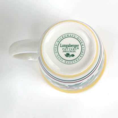 RETIRED LONGABERGER POTTERY:  2 CHRISTMAS AMERICAN HOLLY  MUGS  #30450  NIB2