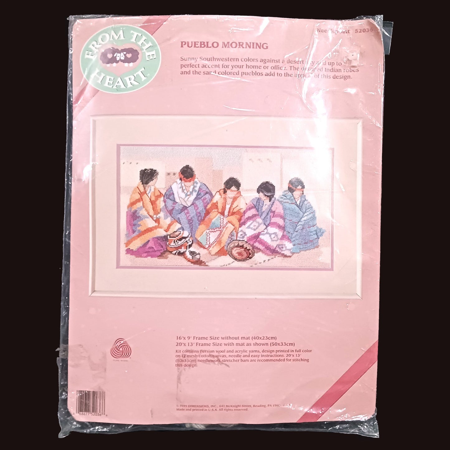 1989 DIMENSIONS FROM THE HEART CROSS STITCH KIT OOAK  OOP:  PUEBLO MORNING   BM0