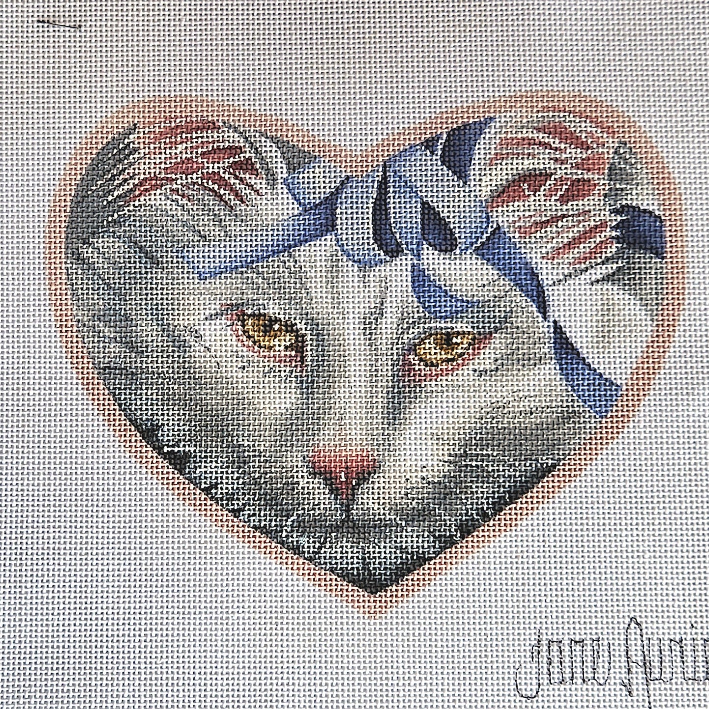 JANE AURICH NEEDLEPOINT CANVAS:  BEAUTIFUL CAT   BM0