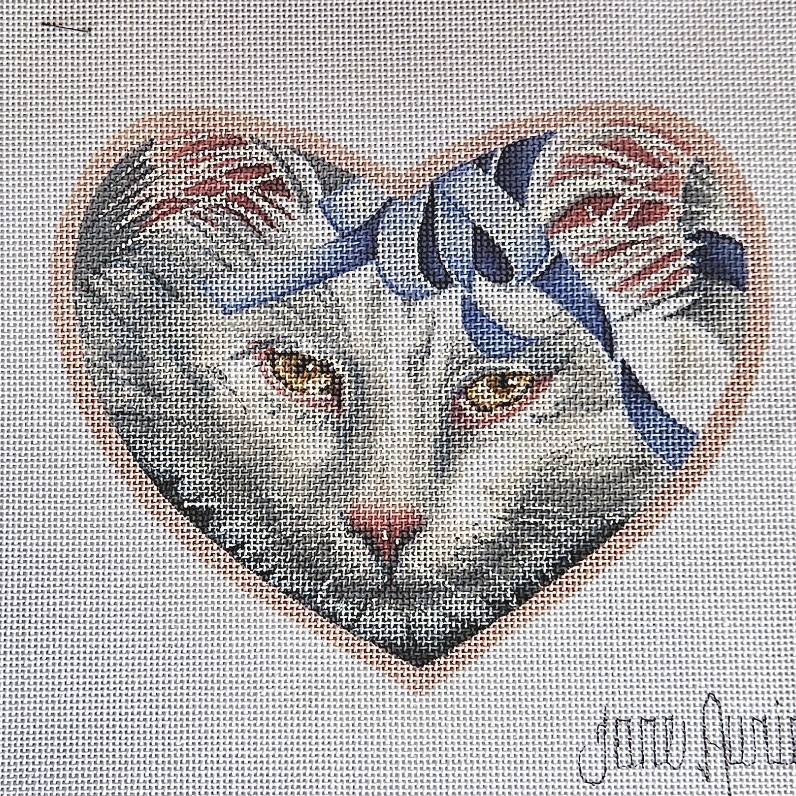 JANE AURICH NEEDLEPOINT CANVAS:  BEAUTIFUL CAT   BM0