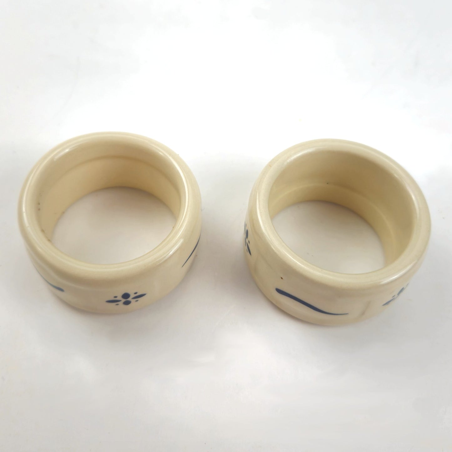 2 LONGABERGER POTTERY:  WOVEN TRADITIONS BLUE NAPKIN RINGS1