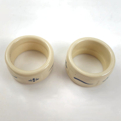 2 LONGABERGER POTTERY:  WOVEN TRADITIONS BLUE NAPKIN RINGS1