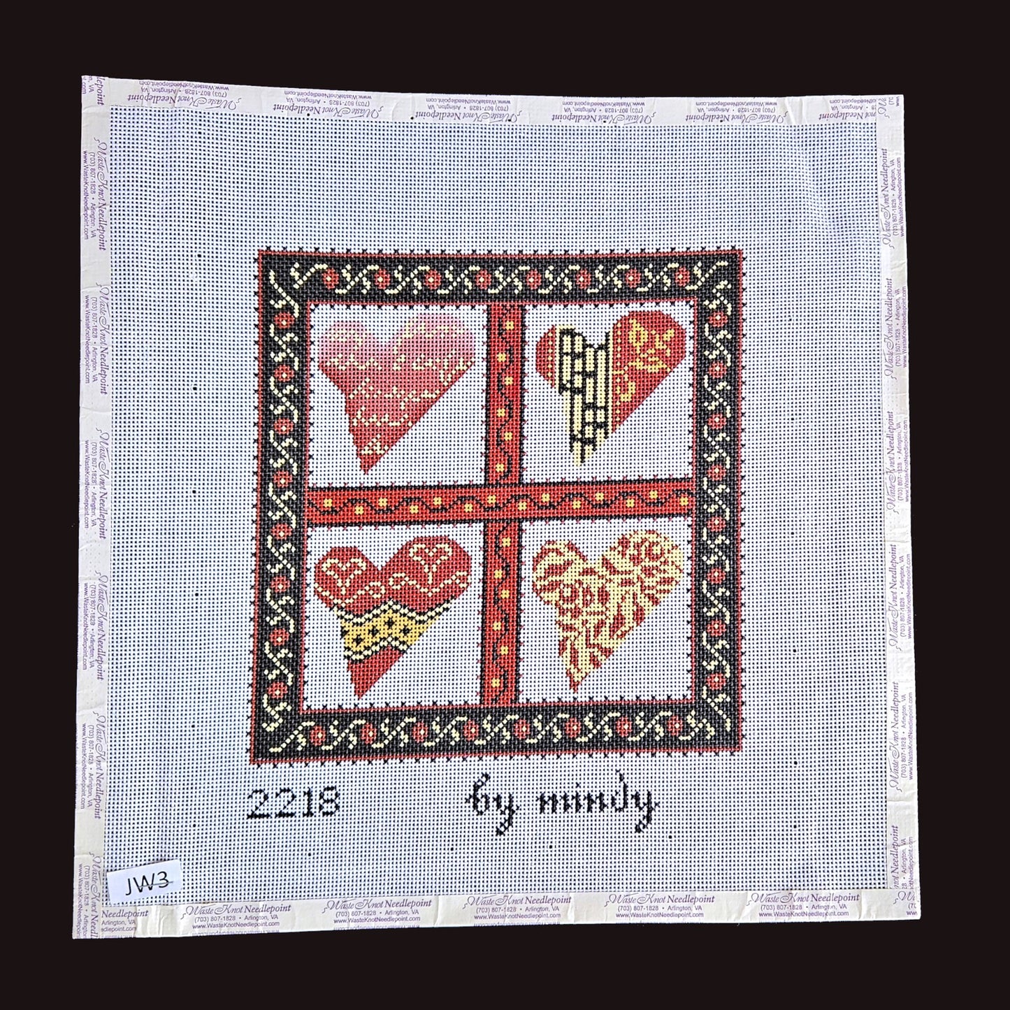 MINDY NEEDLEPOINT CANVAS:  VICTORIAN HEARTS 2218   BM1