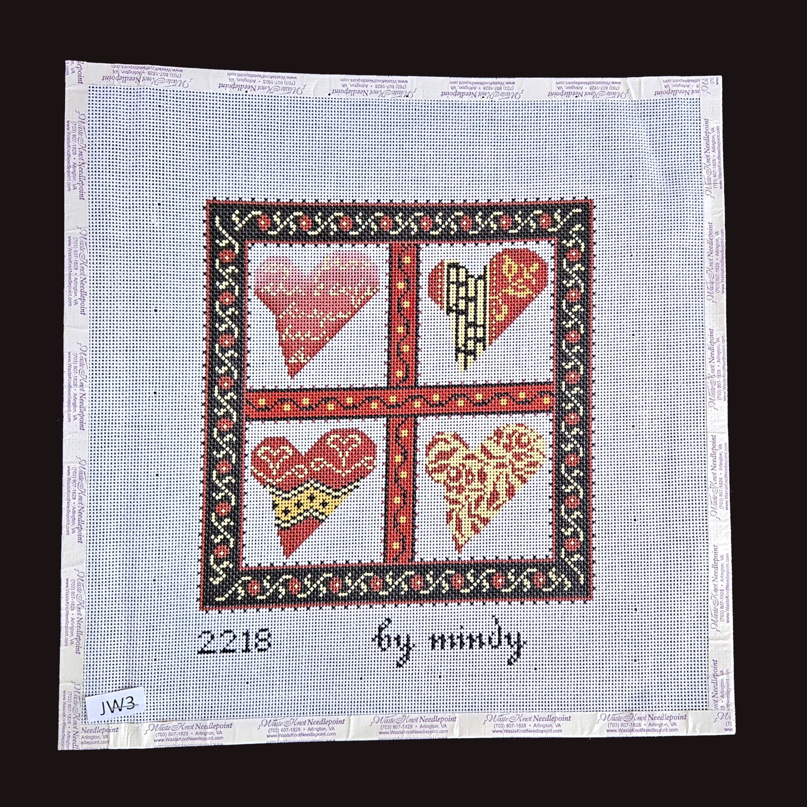 MINDY NEEDLEPOINT CANVAS:  VICTORIAN HEARTS 2218   BM1