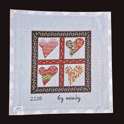 MINDY NEEDLEPOINT CANVAS:  VICTORIAN HEARTS 2218   BM1