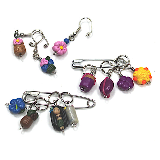 11 UNIQUE KNITTING / CROCHET STITCH MARKERS LOT: HAWAIIAN THEME    KT0