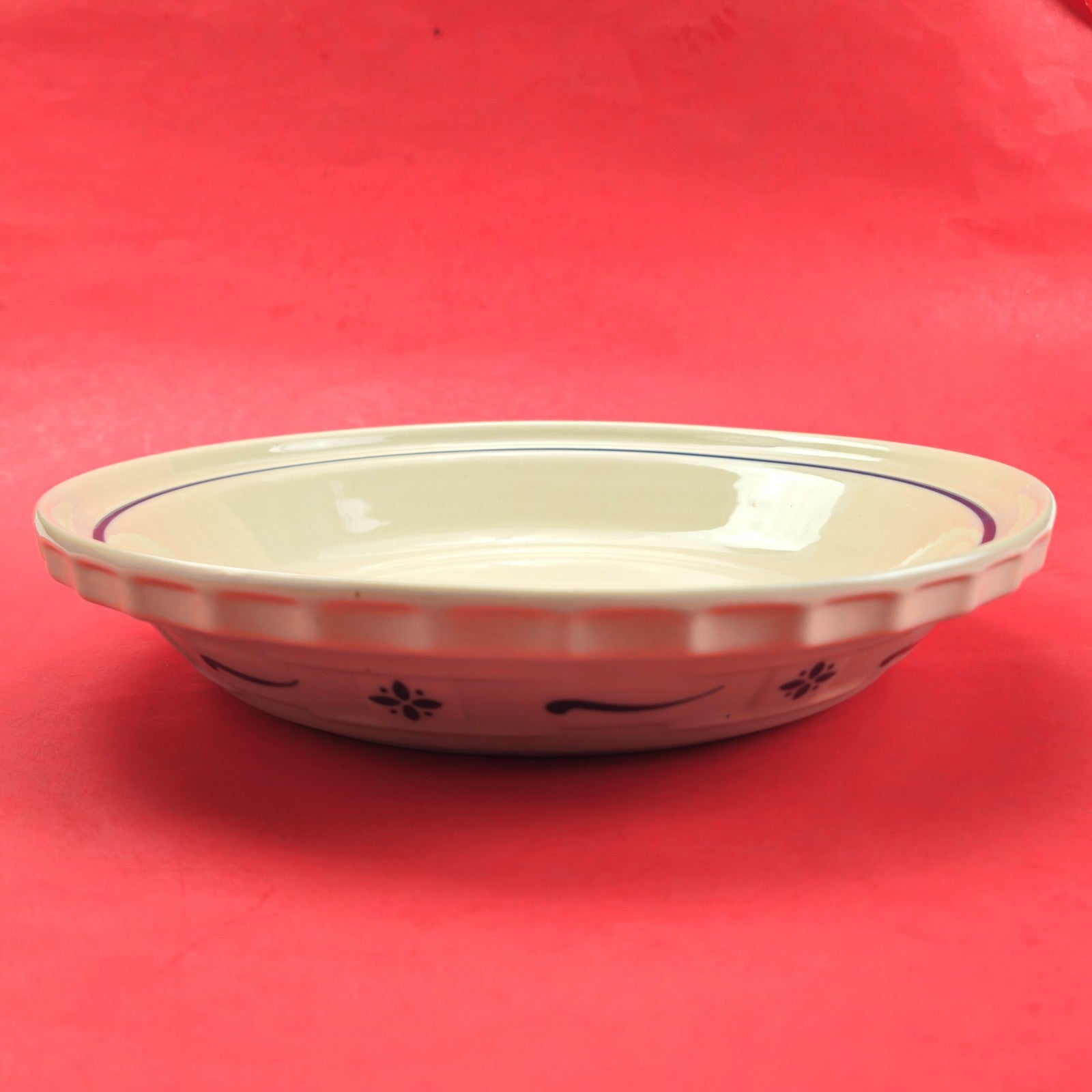 1990-91 LONGABERGER ROSEVILLE POTTERY:  WOVEN TRADITIONS BLUE PIE PLATE0