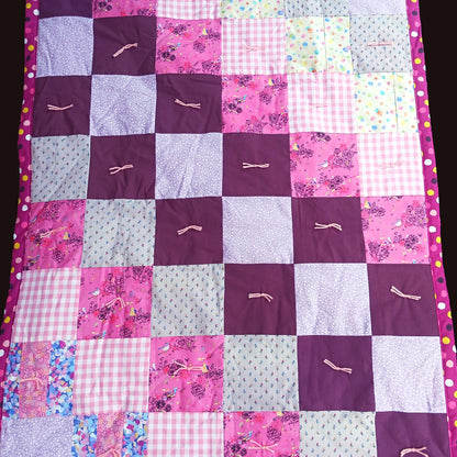 UNIQUE BEAUTIFUL HANDMADE QUILT:  BABY, LAP PINKS   LF1